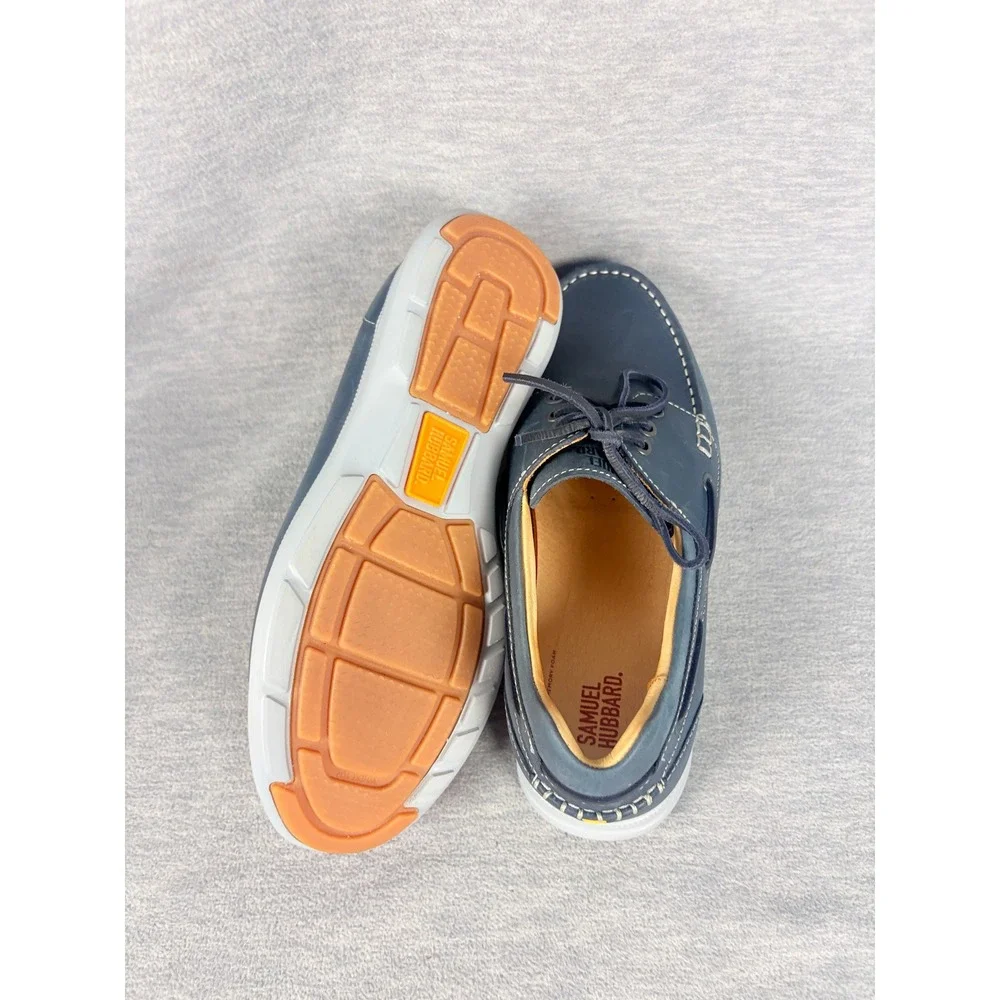 Samuel Hubbard New Endeavor Boat Shoes Driftwood Blue Leather Mens 9.5 Wide